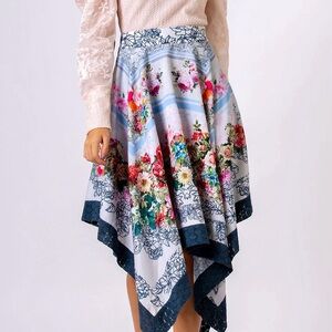 Anthropologie Geisha Designs Asymmetrical Handkerchief Skirt Women’s Size 4 Lace